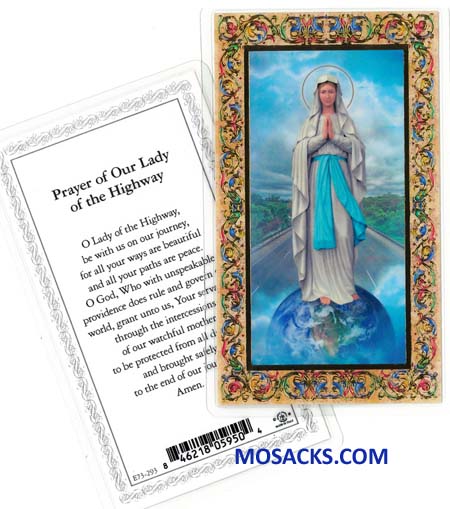 Our Lady of the Highway Laminated Holy Card E73-293