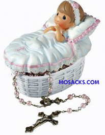 Precious Moments "Baptized In His Name" Girl Rosary Box 153406