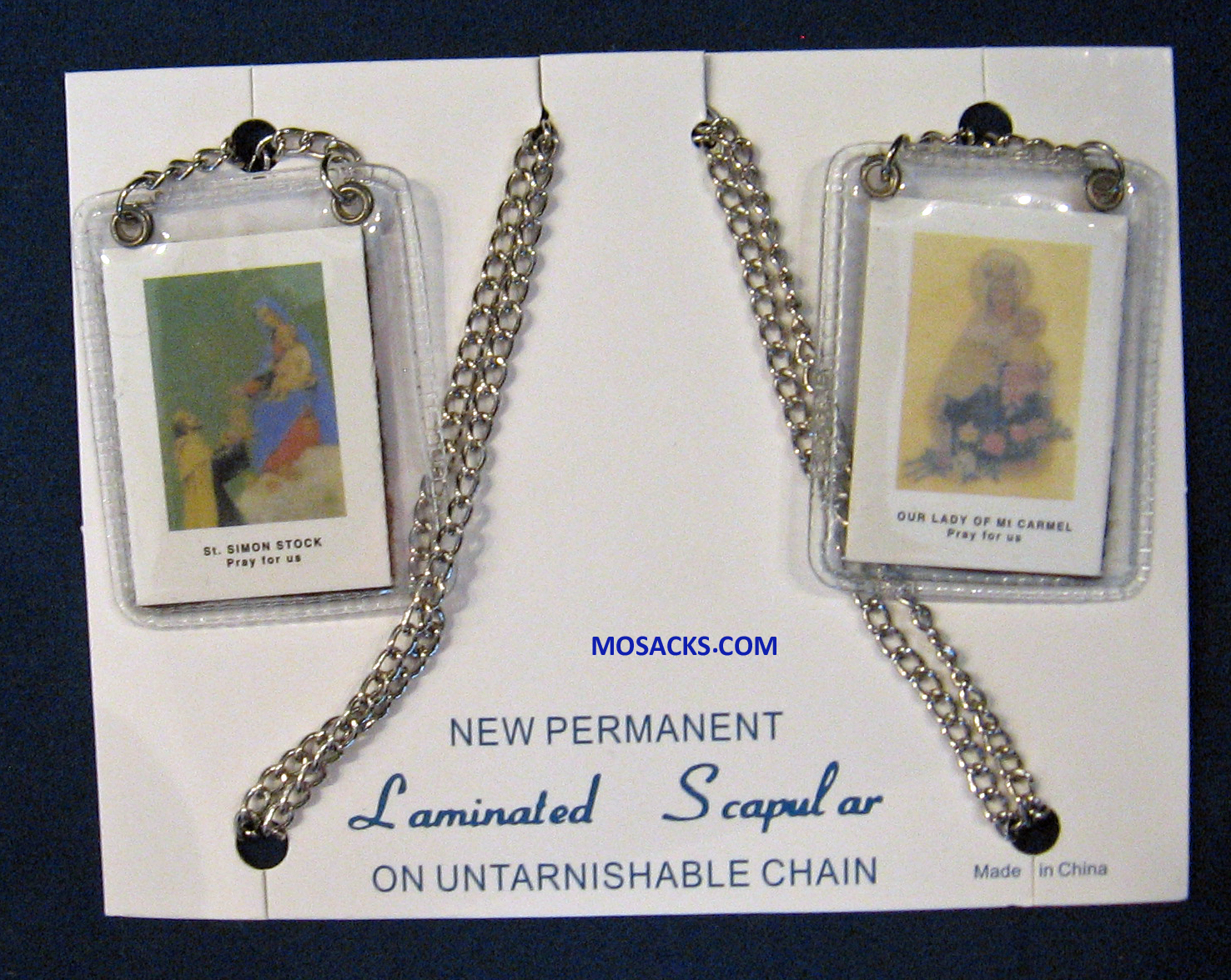 Permanent Laminated Scapular With 30" steel chain 12-1522_Back Ordered