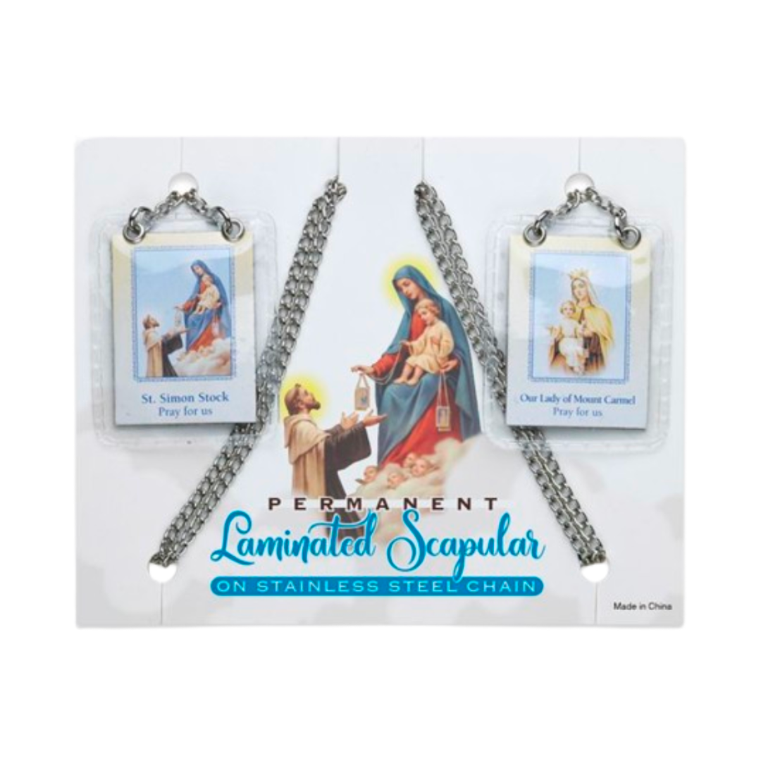 Permanent Laminated Scapular With 30" steel chain 12-1522