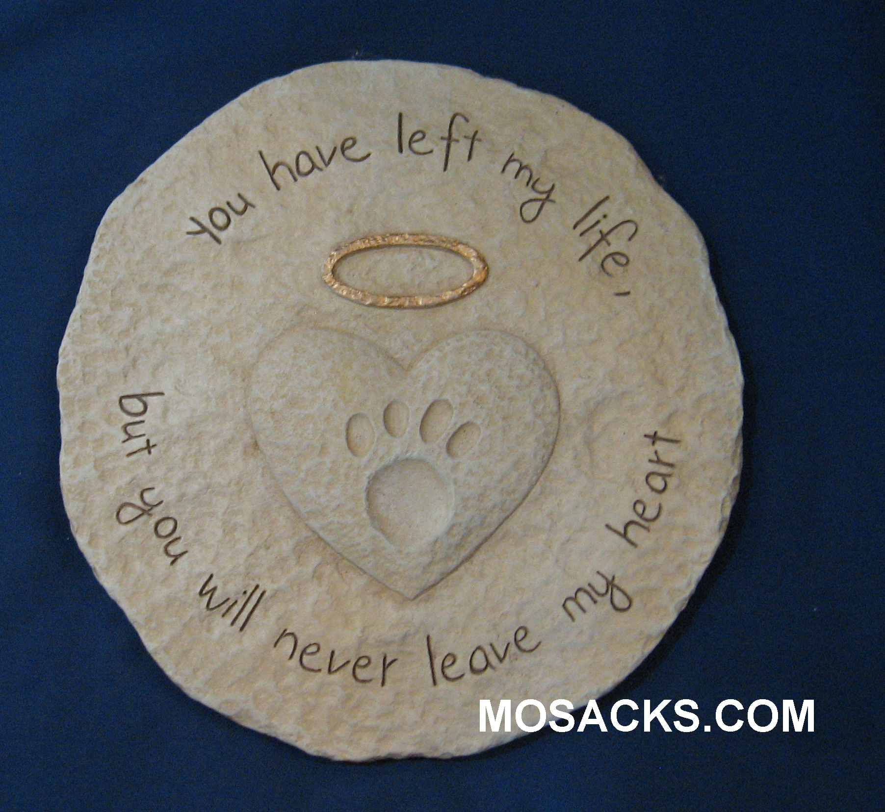 Pet Memorial Stone Round Paw Print Heart With Halo-453270, Pet Memorial Stone