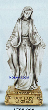 Pewter Statue Our Lady of Grace 4.5 Inch 12-1799-200