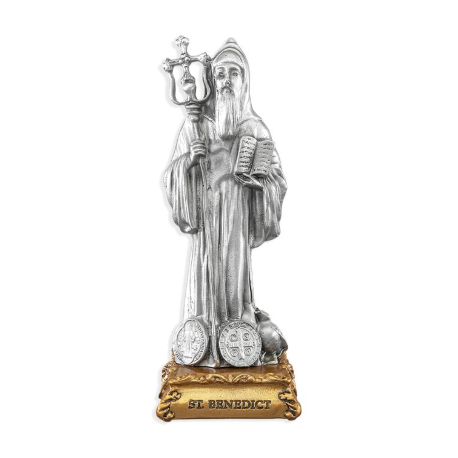 Pewter Statue 4.5 Inch St. Benedict 12-1799-645