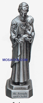 Pewter Statue St. Joseph with Child Jesus -JC3009E