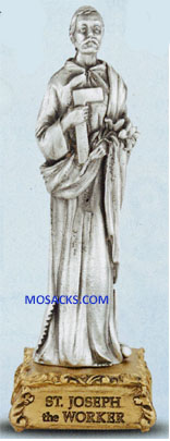 Pewter Statue St. Joseph the Worker 4.5 Inch 12-1799-628