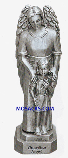 Pewter Statue Guardian Angel Girl -JC3017E