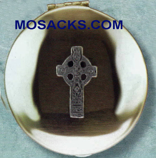 Polished Brass Pyx Celtic Cross 25 Host Capacity-87034