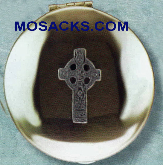 Polished Brass Pyx Celtic Cross 50 Host Capacity-87042