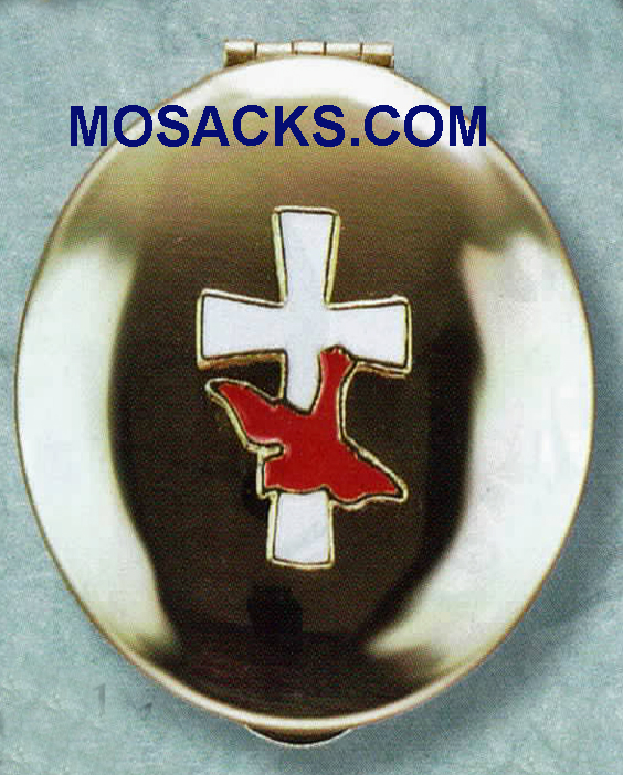 Polished Brass Pyx Cross Dove 15 Host Capacity-87027