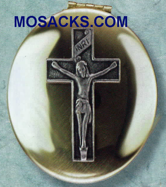 Polished Brass Pyx Crucifix 9 Host Capacity-87002