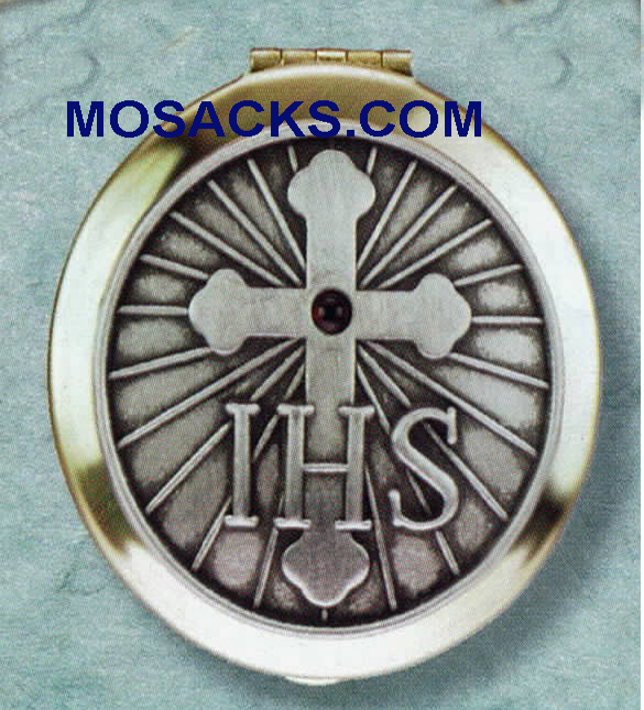 Polished Brass Pyx IHS Cross 15 Host Capacity-87039