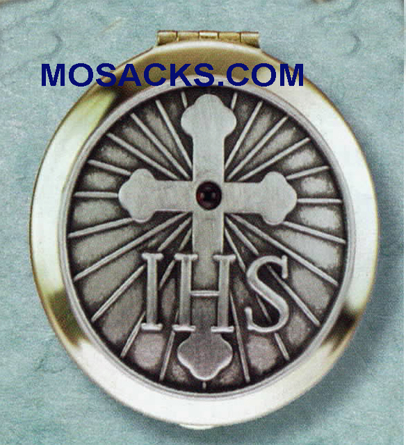 Polished Brass Pyx IHS  Cross 9 Host Capacity-87038