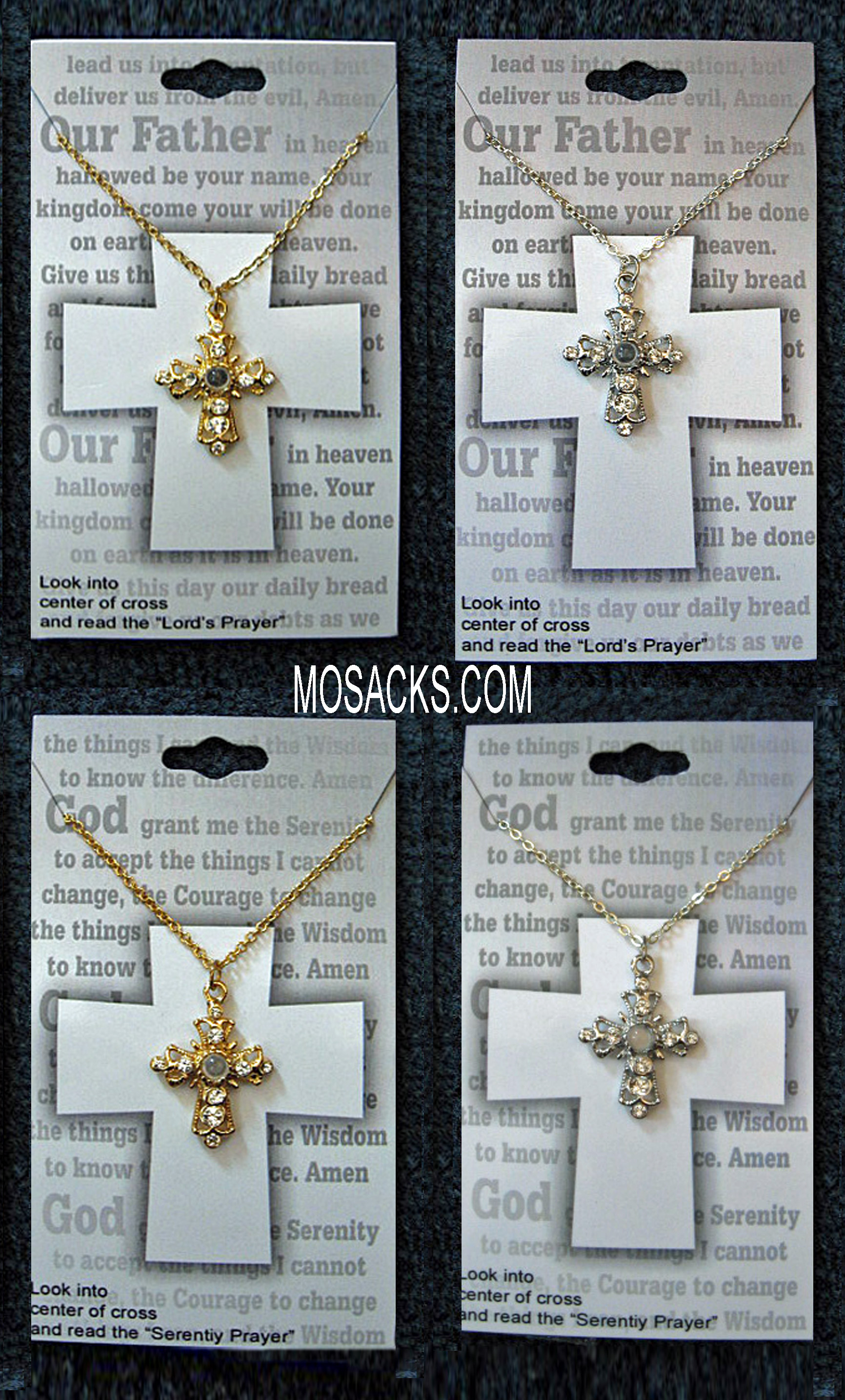 Our Father Prayer Cross See Through Pendant #60163 Gold