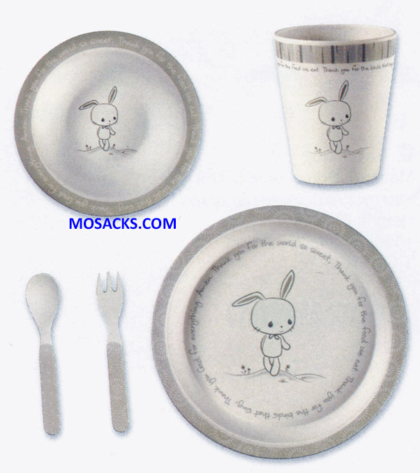 Precious Moments 5-Piece Bamboo Bunny Mealtime Gift Set 182431 