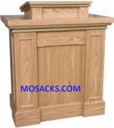 Church Furnishings Wooden Pulpit with Rectangular Trim on Columns (shown) and Extended Shelf for Lamp and Microphone 40-620