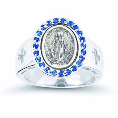 Ring Sterling Silver Miraculous Medal Ring Sizes: 5-8 R4110BL