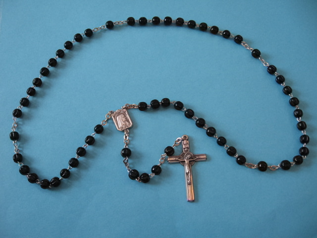 Carved Wood Black Rosary #087-01
