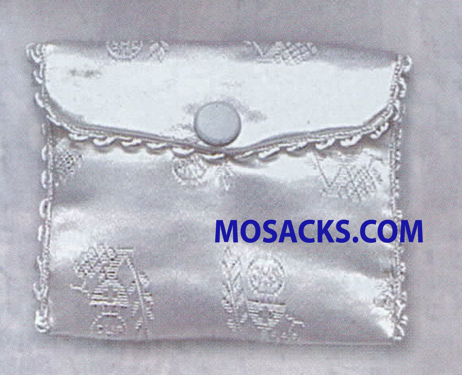 Rosary Case in White Satin Brocade with Chalice and Wheat Design 64-83012