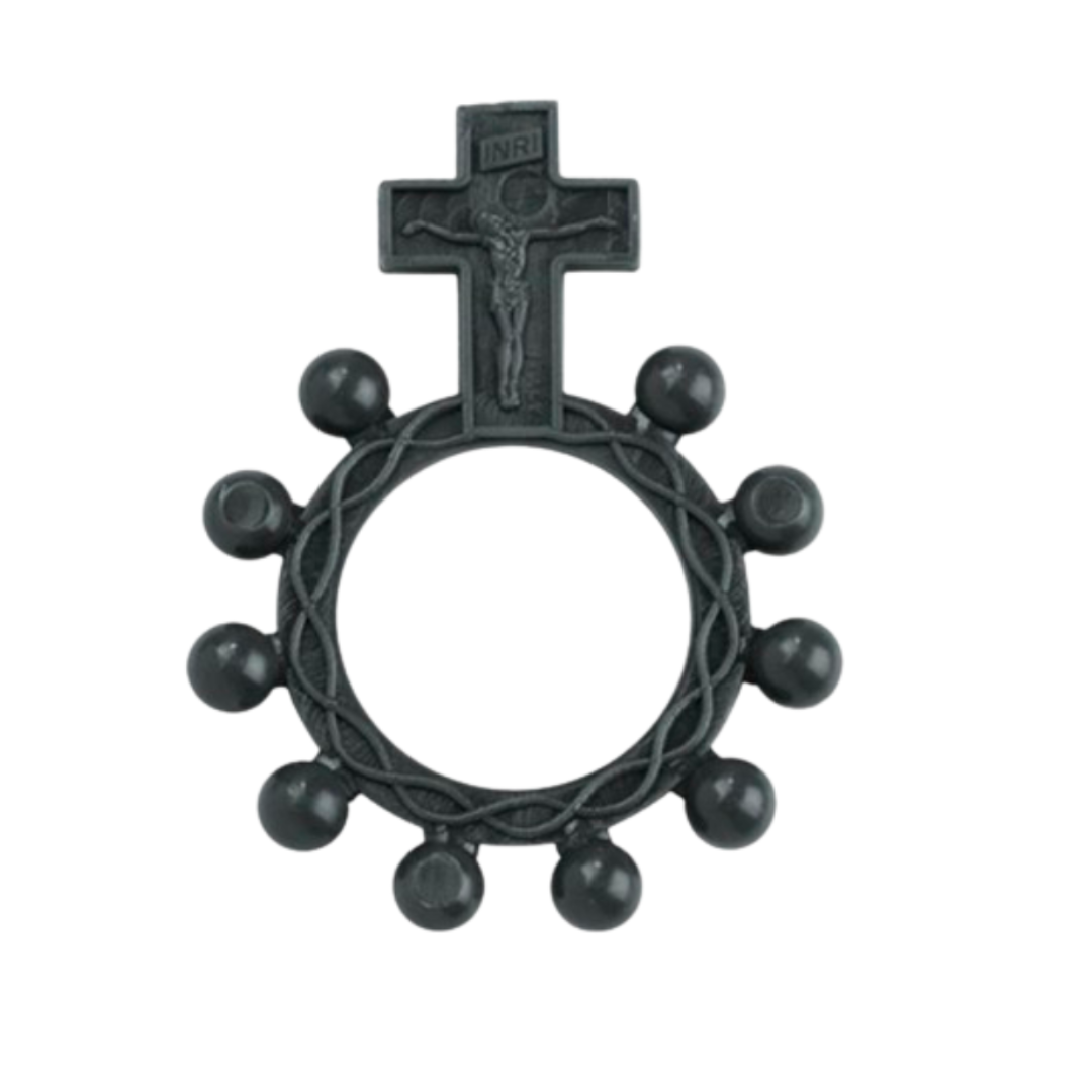 Rosary Ring Black Plastic (1-3/4")