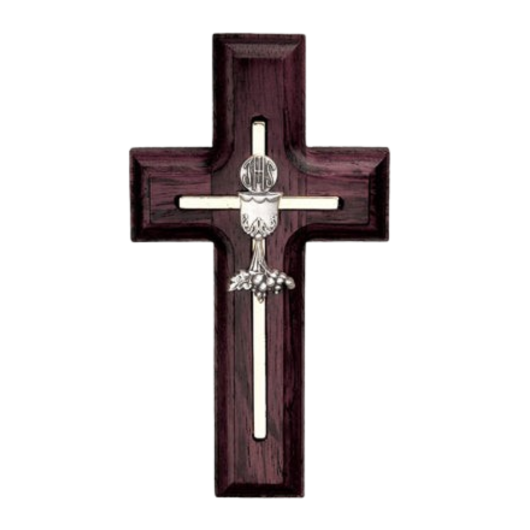 5" Rosewood Communion Cross with Chalice17396  QUANTITY PRICING