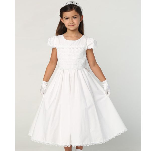 Communion Dress: Smocked Cotton Bodice & Cotton Skirt