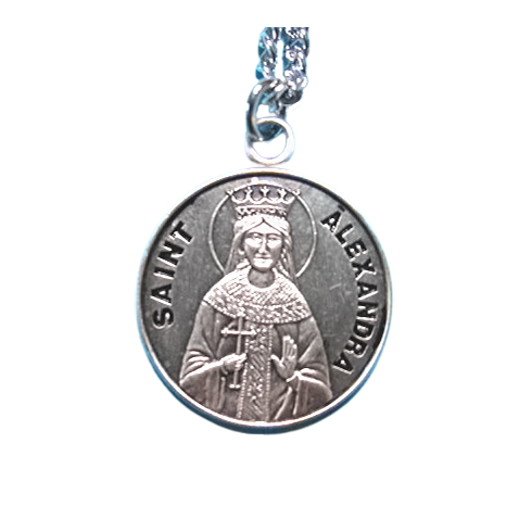 St. Alexandra Sterling Medal w/18" S Chain