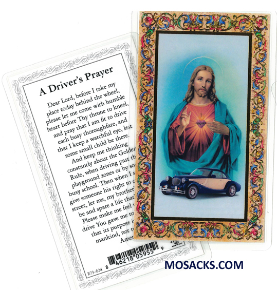 Sacred Heart Driver's Prayer Laminated Holy Card E73-624