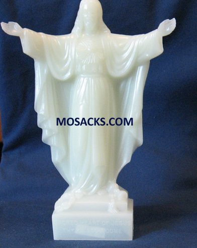 Plastic Glow in the Dark Sacred Heart of Jesus 7 Inch Luminous Statue 185-2342AL