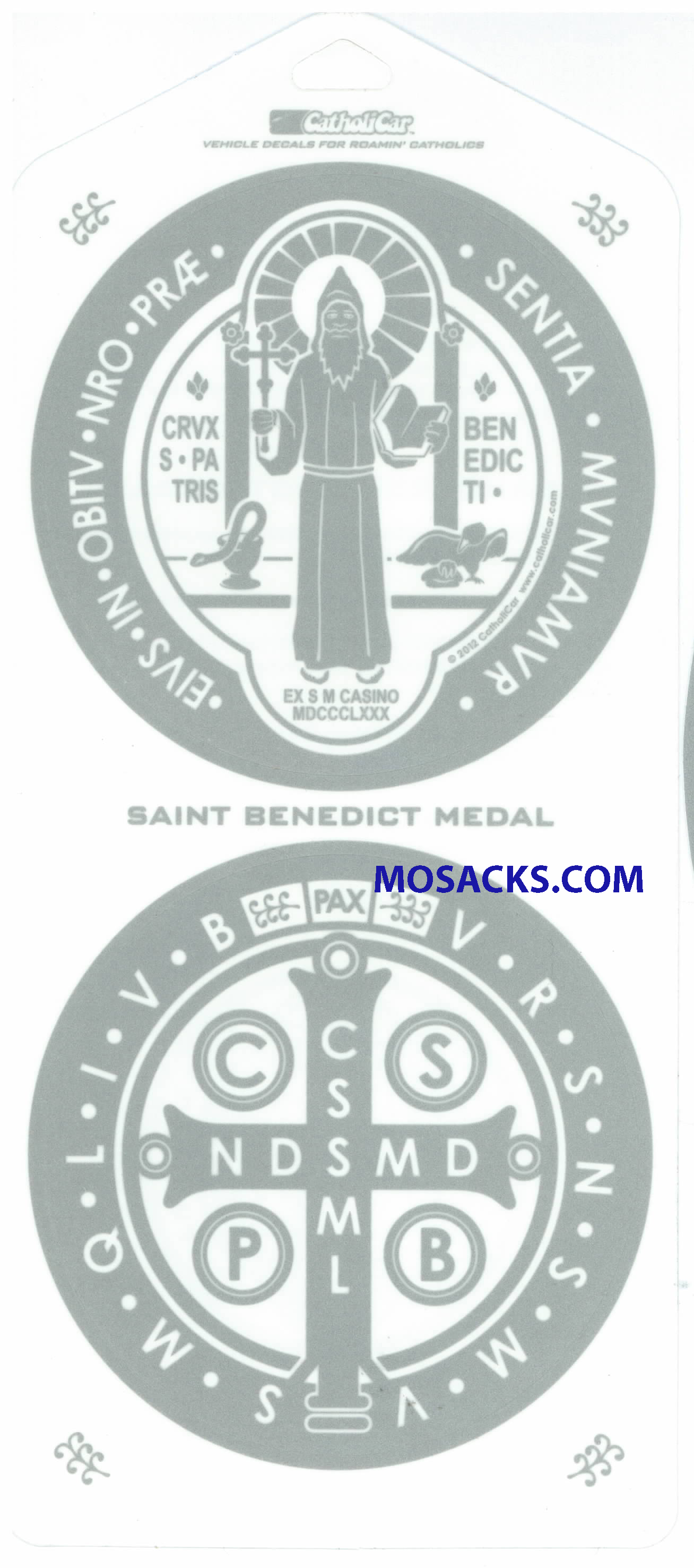 Saint Benedict Double Decal Round Christian Decal, Catholic Decal St Benedict Double Decal