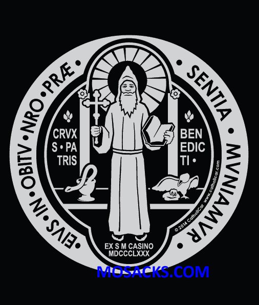 Saint Benedict Single Decal Round Christian Decal, Catholic Decal St Benedict Single Decal