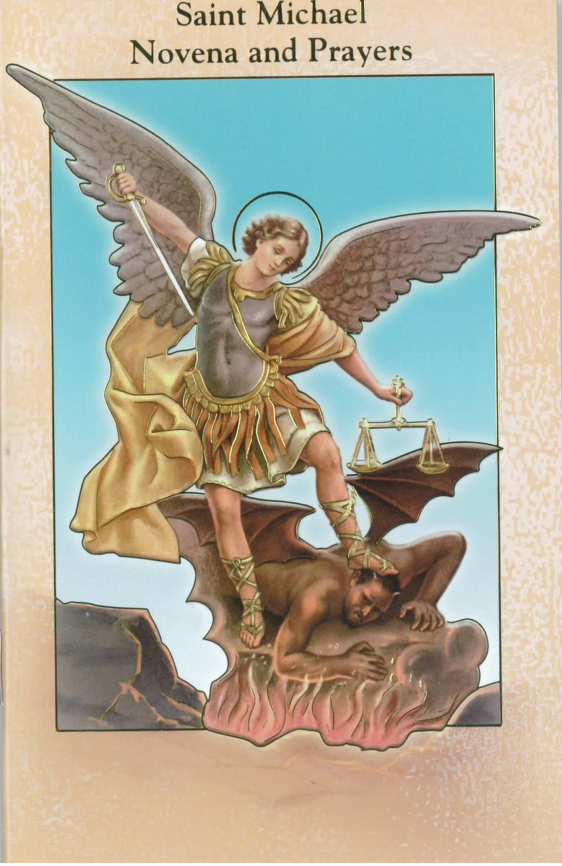 Saint Michael Novena and Prayers Book 12-2432-330 is 3.75" x 5-7/8" and 24 pages beautifully illustrated with Italian Fratelli-Bonella Artwork and original novena text by Rev. John J. Kiernan P.R.