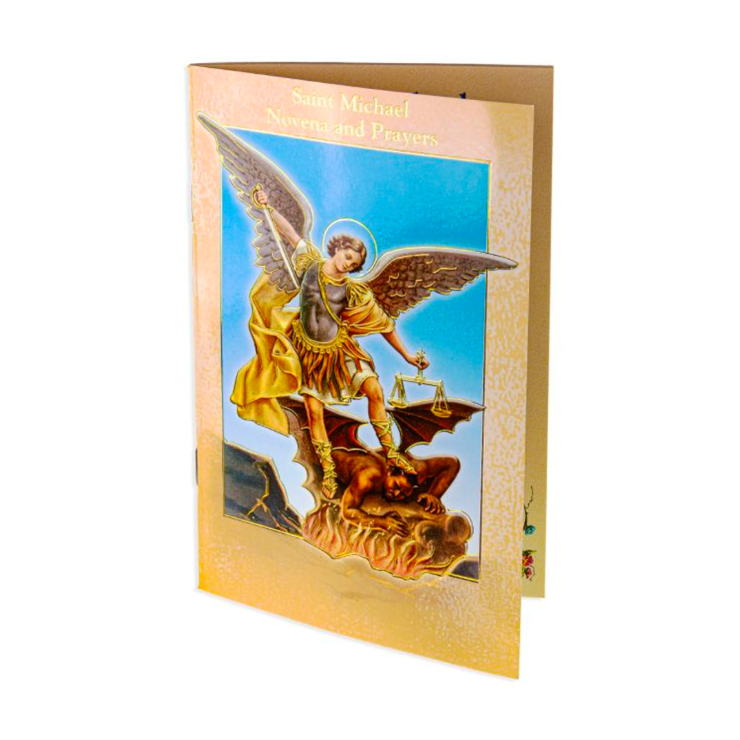 Saint Michael Novena and Prayers Book 12-2432-330 is 3.75" x 5-7/8" and 24 pages beautifully illustrated with Italian Fratelli-Bonella Artwork and original novena text by Rev. John J. Kiernan P.R.