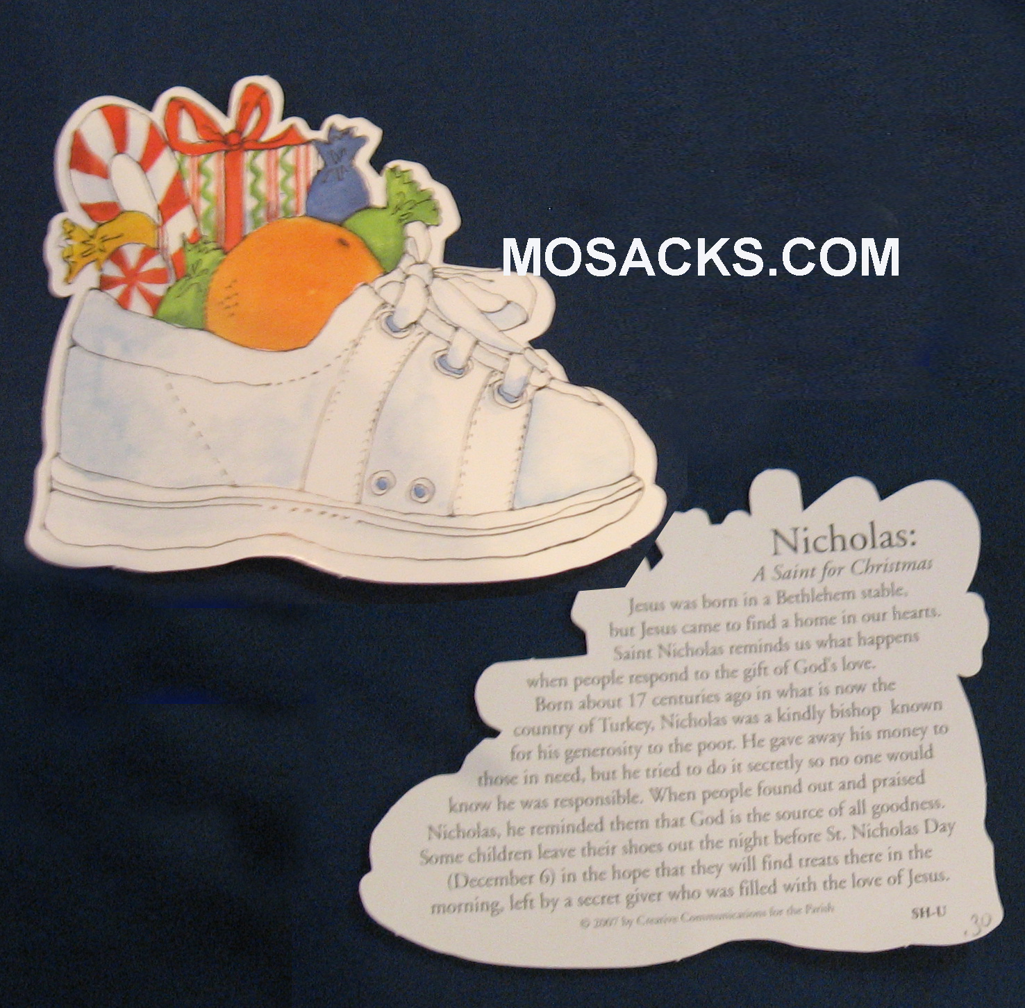 Saint Nicholas Shoe Card with biography of Nicholas and Dec 6th Custom-SH-U