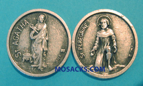 Saint Peregrine and Saint Agatha Pocket Coin