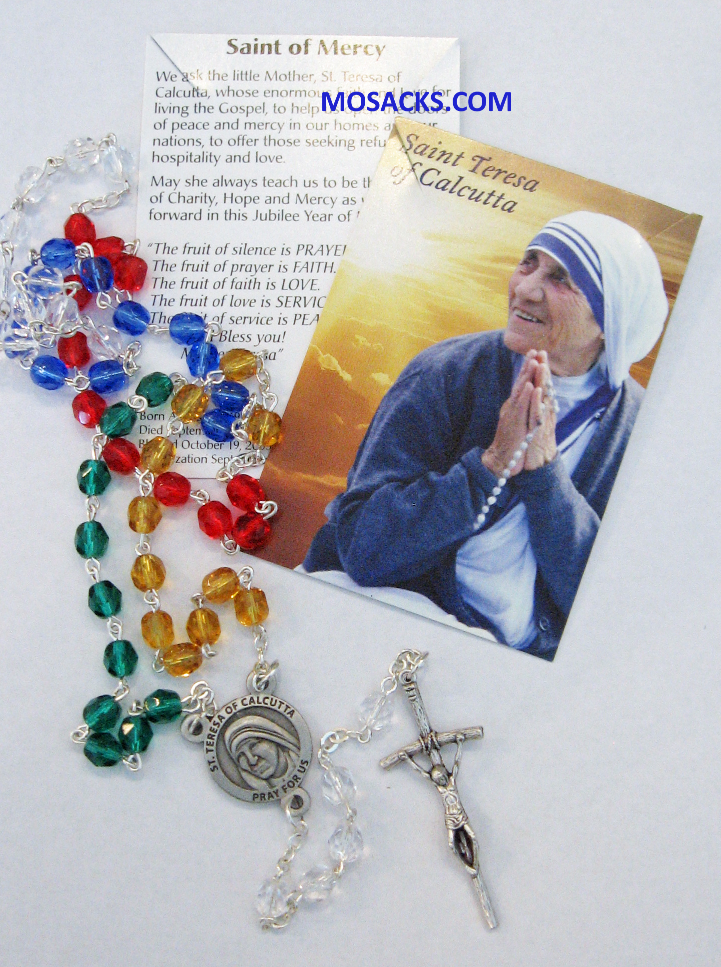 Saint Teresa of Calcutta Multi-Color Mission Rosary 484-L-281MT