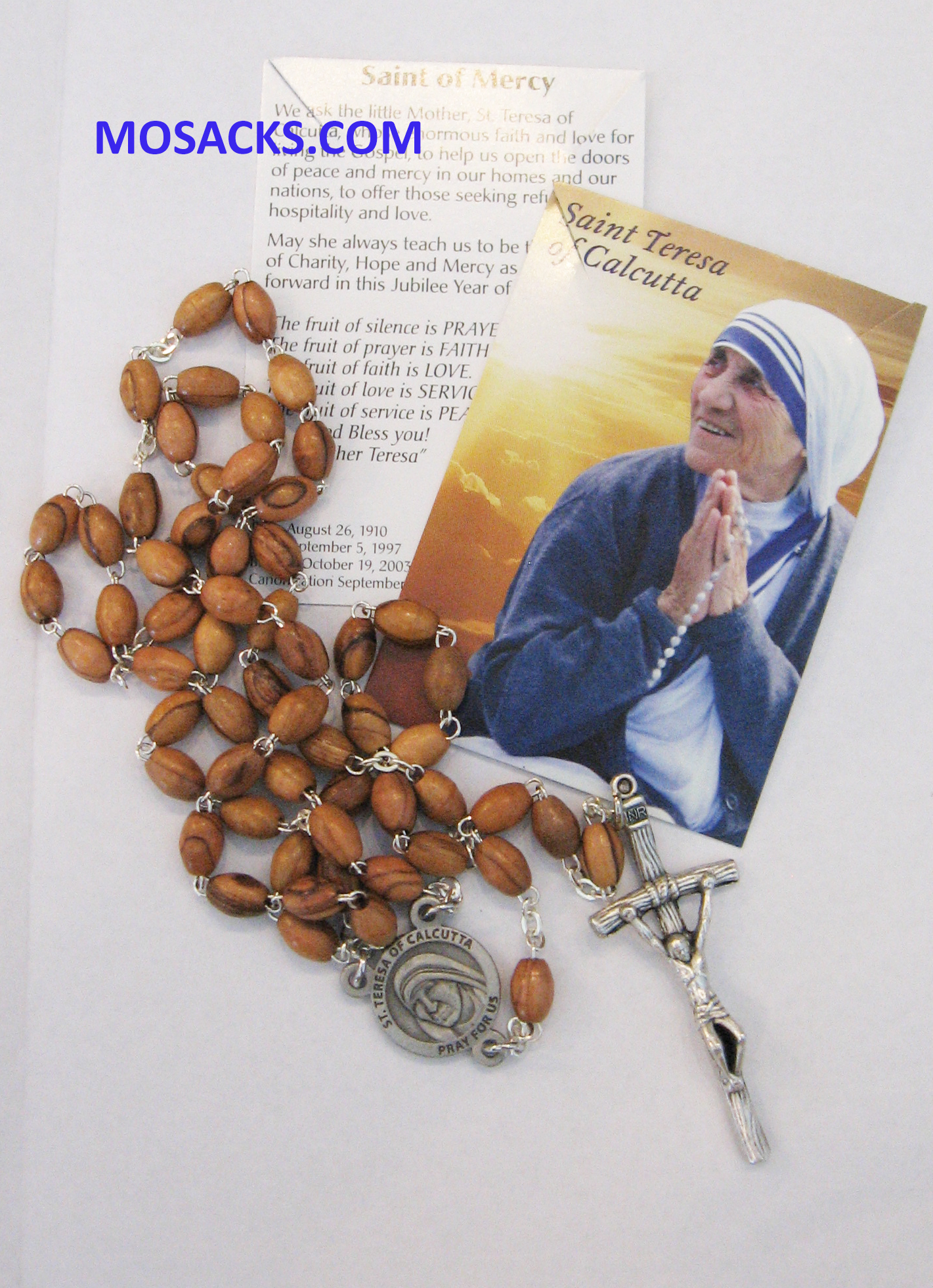 Saint Teresa of Calcutta Wooden Rosary 484-74MT