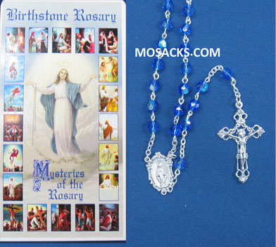 September Blue Sapphire Aurora Borealis Birthstone Rosary