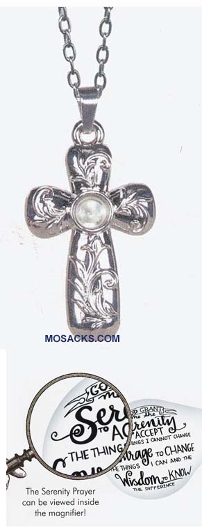 Serenity Prayer Cross View Finder Pendant #13862 Silver with 20” chain #13862 Serenity Prayer Cross Necklace