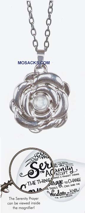 Serenity Prayer Rose View Finder Pendant #13865 Silver Serenity Prayer Rose Necklace