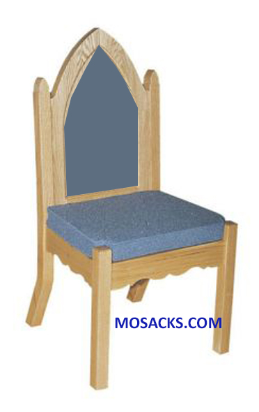 Side Chair with Reversible Cushion and Padded Back 21" Wide x 21" Deep x 42" HIgh 40-972SP.  Side Chair #972SP and matching Celebrant Chair #972AP have padded wood back with Gothic Arch, various wood finishes and fabric colors are available 40-972SP