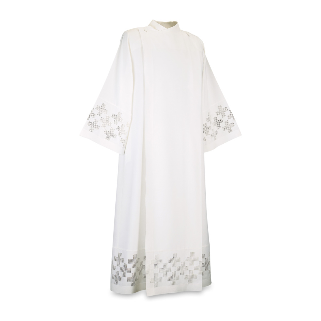 Slabbinck Alb with Embroidered Crosses in Terlenka Fabric, Style 93-3445