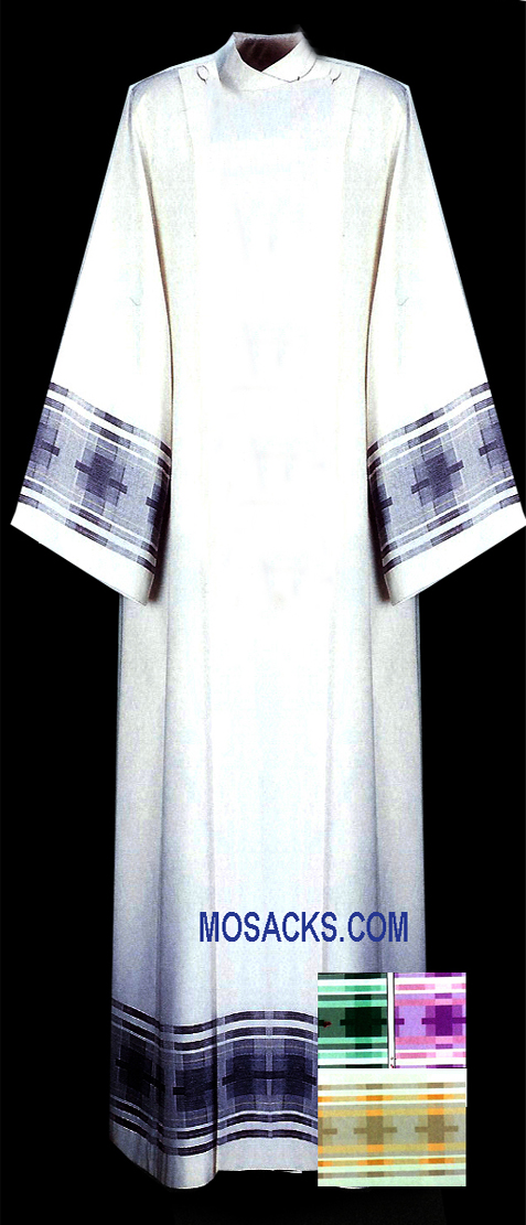 Slabbinck Alb with Woven Crosses in Terra Fabric, Style 29