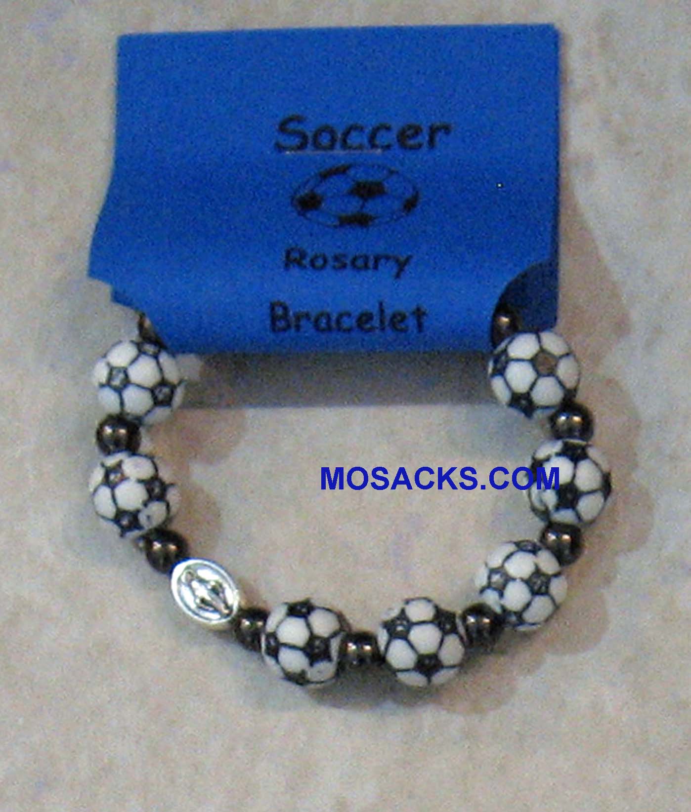 Soccer Rosary Stretch Bracelet 2-1/4" Dia SBRSC