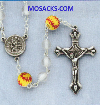 Soccer White Glass Rosary 64-60465/WH/SOCR Sports Rosary