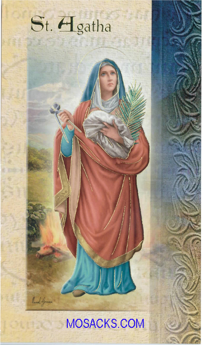 St. Agatha, Laminated Bi-Fold Holy Card, F5-400.jpg