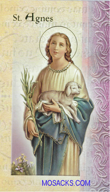 St. Agnes, Laminated Bi-Fold Holy Card, F5-401.jpg