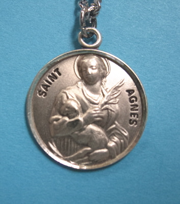 St. Agnes Sterling Silver Medal, 18" S Chain (S-9702-18S)