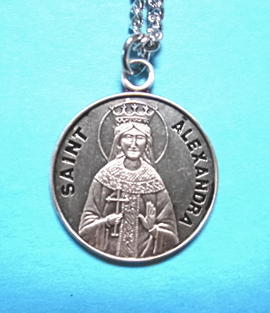 St. Alexandra Sterling Silver Medal, 18" S Chain, S-9703-18S