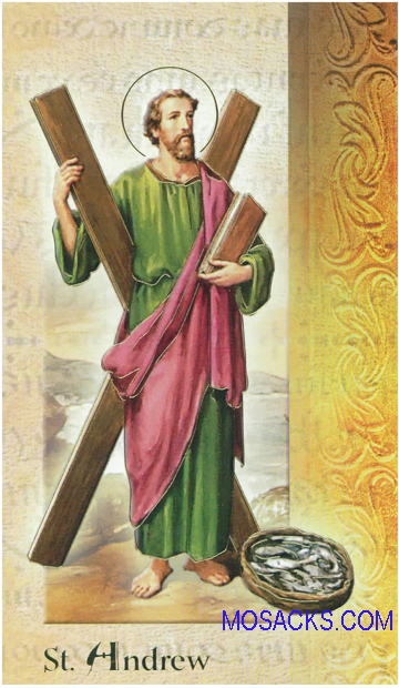 St. Andrew, Laminated Bi-Fold Holy Card, F5-404