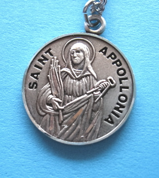 St. Apollonia Sterling Silver Medal, 18" S Chain, S-9709-18S